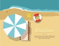 Summer Vacation and Tourism. Chaise lounge and umbrella on beach. Icon infographic Royalty Free Stock Photo