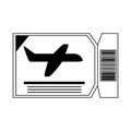 Summer vacation travel, airline boarding pass ticket line icon style