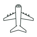 Summer vacation travel, airplane transport commercial tourism linear icon style