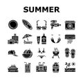 Summer Vacation Travel Collection Icons Set Vector Royalty Free Stock Photo