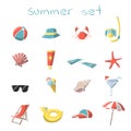 Summer vacation travel icons set Royalty Free Stock Photo