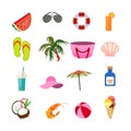 Summer vacation travel icons set Royalty Free Stock Photo