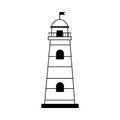 Summer vacation travel, lighthouse guide maritime line icon style