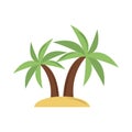 Summer vacation travel, paradise tropical exotic palms and sand flat icon style