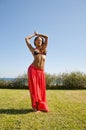 Summer vacation and travel. Perfect body of belly dancer. Suntan. Woman dancing with body. woman with fit belly. Spa and Royalty Free Stock Photo