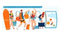 Summer vacation, travel plane, transport trip, beach season, tourism concept, design, cartoon style vector illustration.