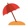 Summer vacation travel, protection umbrella sand flat icon style