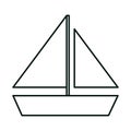 Summer vacation travel, sailboat navigation tourism linear icon style