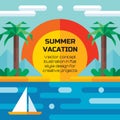 Summer vacation travel - vector concept illustration background in flat style design. Holiday paradise flat illustration. Royalty Free Stock Photo