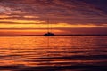 Summer vacation traveling. Ocean yacht sailing. Boat on the sea. Sailboats at sunset. Royalty Free Stock Photo