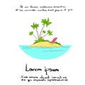Summer Vacation Tropical Ocean Island Logo Hand