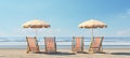 summer vacation vacation travel ocean sea beach panoramic banner background Beach chairs with umbrellas on the sand.