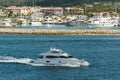 summer vacation on yacht boat in harbour. photo of yacht boat trip. yacht boat in the sea.