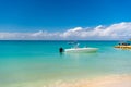 summer vacation yachting at caribbean seaside. photo of summer vacation yachting on the beach. Royalty Free Stock Photo