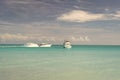summer vacation yachting at scenery seaside. photo of summer vacation yachting on the beach. Royalty Free Stock Photo