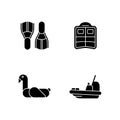 Summer vacations black glyph icons set on white space Royalty Free Stock Photo