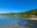 Summer vacations - blue Mediterranean sea and Moonlight park sand beach resort of Turkey Kemer Royalty Free Stock Photo