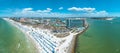 Summer vacations in Florida. Panorama of Ocean beach and Resorts in US. Blue-turquoise color of water. American Coast or shore. Is