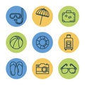 summer vacations set icons