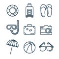 Summer vacations set icons