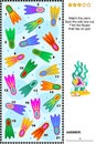 Visual logic puzzle with colorful scuba diving flippers Royalty Free Stock Photo