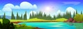 Summer valley with lake and fir tree forest Royalty Free Stock Photo
