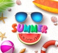 Summer vector text in white sand background Royalty Free Stock Photo