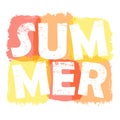 Summer, vector typography poster on a color brushstroke background, summer design Royalty Free Stock Photo