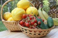 Summer Vegetable Harvest - Ginkaku Korean Melons with Jalapeno Peppers and Tomatoes Royalty Free Stock Photo