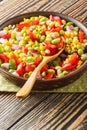 Summer vegetable salad with edamame beans close-up in a bowl. Vertical Royalty Free Stock Photo