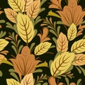 Summer vegetable seamless pattern. Nice. Beautiful ornament with interlacing branches and flowers on dark background