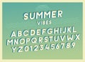 Summer Vibes font effect design with retro colors. Vector art. Includes full alphabet and numbers