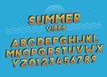 Summer Vibes font effect design with vivid colors. Vector art. Includes full alphabet and numbers Royalty Free Stock Photo