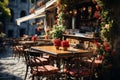 Summer vibes at the outdoor Italian cafe, exuding an inviting ambiance Royalty Free Stock Photo