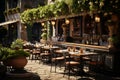Summer vibes at the outdoor Italian cafe, exuding an inviting ambiance Royalty Free Stock Photo