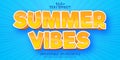 Summer Vibes text, cartoon style editable text effect