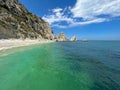 Summer view of the Amazing spiaggia delle due sorelle in the Marche region