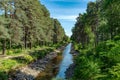 Summer view of a boat canal in Sweden, low on water