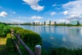 View from Ilsan Lake Park. Royalty Free Stock Photo