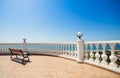 Summer view with classic white balustrade