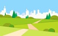 Summer View Green Landscape Valley Road To Modern City Royalty Free Stock Photo