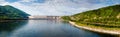 Summer, view of Hydroelectric power station on the Yenisei River Royalty Free Stock Photo