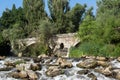 Summer view of Kadin most - a 15th-century stone arch bridge over the Struma River at Nevestino, Bulgaria Royalty Free Stock Photo