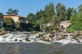 Summer view of Kadin most - a 15th-century stone arch bridge over the Struma River at Nevestino, Bulgaria Royalty Free Stock Photo