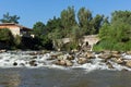 Summer view of Kadin most - a 15th-century stone arch bridge over the Struma River at Nevestino, Bulgaria Royalty Free Stock Photo