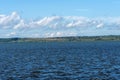 Summer view of Lake Pleshcheyevo, sunny summer day. Blue sky. Pereslavl-Zalessky, Yaroslavl region, Russia Royalty Free Stock Photo