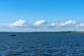 Summer view of Lake Pleshcheyevo, sunny summer day. Blue sky. Pereslavl-Zalessky, Yaroslavl region, Russia Royalty Free Stock Photo