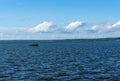 Summer view of Lake Pleshcheyevo, sunny summer day. Blue sky. Pereslavl-Zalessky, Yaroslavl region, Russia Royalty Free Stock Photo