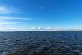 Summer view of Lake Pleshcheyevo, sunny summer day. Blue sky. Pereslavl-Zalessky, Yaroslavl region, Russia Royalty Free Stock Photo