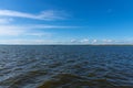 Summer view of Lake Pleshcheyevo, sunny summer day. Blue sky. Pereslavl-Zalessky, Yaroslavl region, Russia Royalty Free Stock Photo